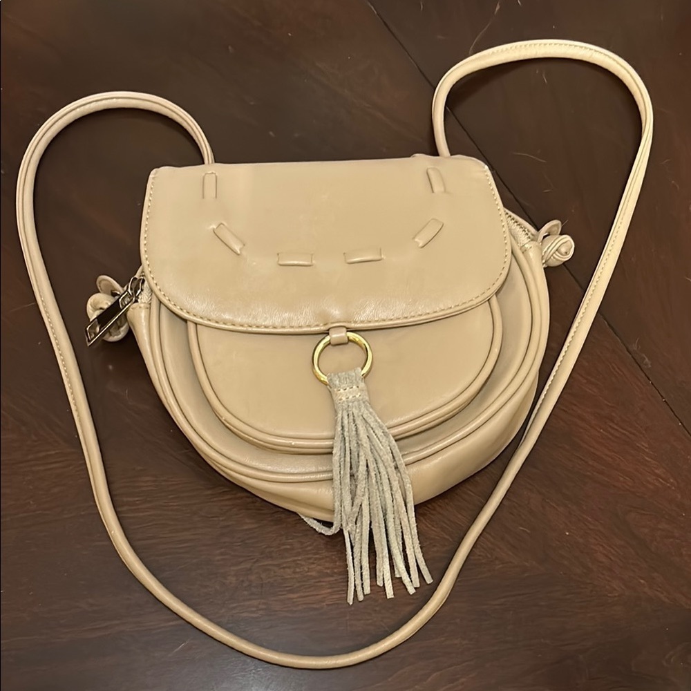 Lionel Caramel Studded Fringe Faux Leather Purse Bag Crossbody Boho